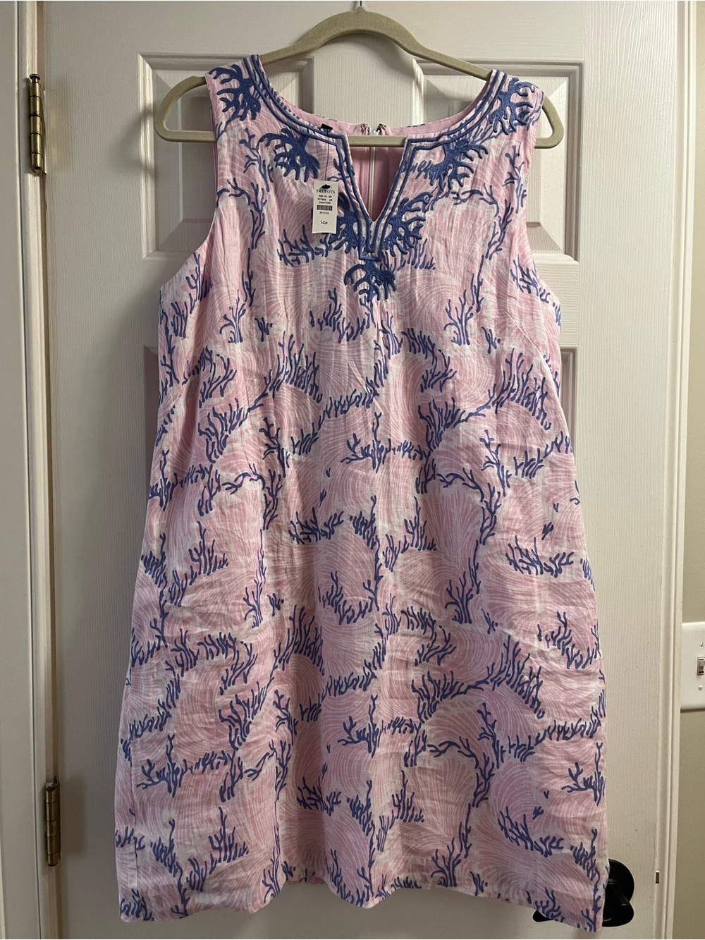 Talbots Pink and Blue Sleeveless Shift Dress